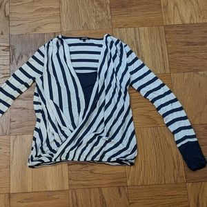 White and navy shirt